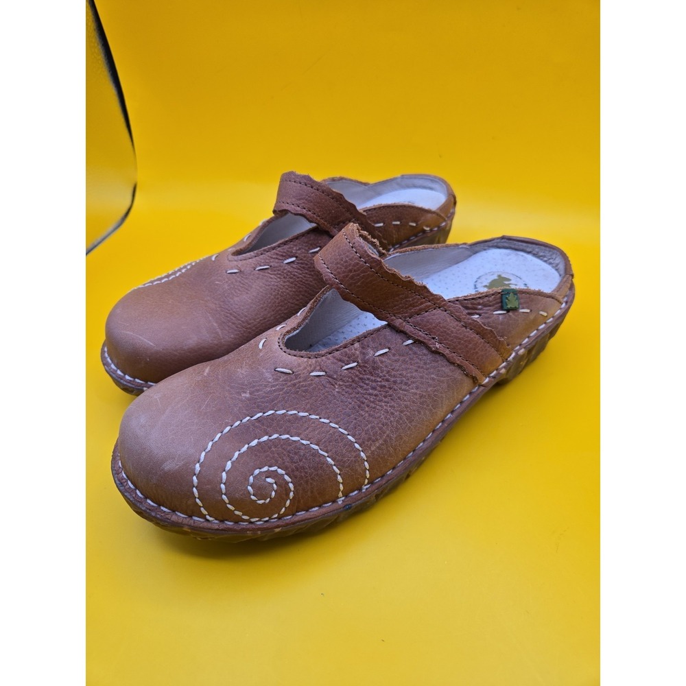 El Naturalista Women's Mary Jane Brown Leather Comfort Slip On Clog EU 38 US 7.5